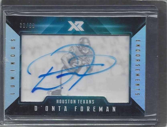 D'ONTA FOREMAN 2017 PANINI XR LUMINOUS ENDORSEMENTS ON CARD AUTO RC #D 33/99