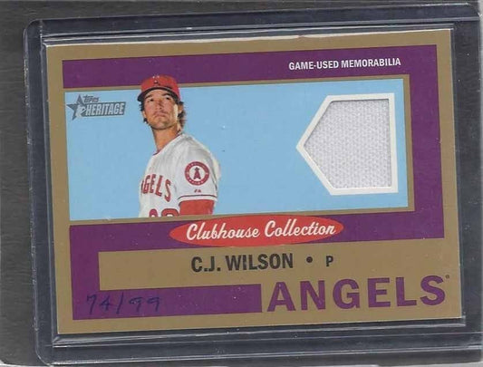 C.J. WILSON 2013 TOPPS HERITAGE CLUBHOUSE COLLECTION GOLD JERSEY HAND #D 74/99