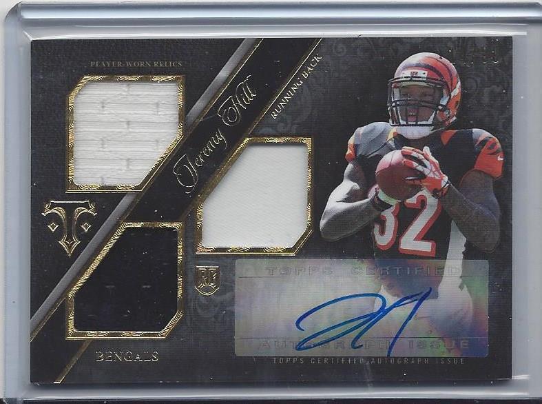JEREMY HILL 2014 TOPPS TRIPLE THREADS BENGALS TRIPLE JERSEY AUTO RC #D 14/99