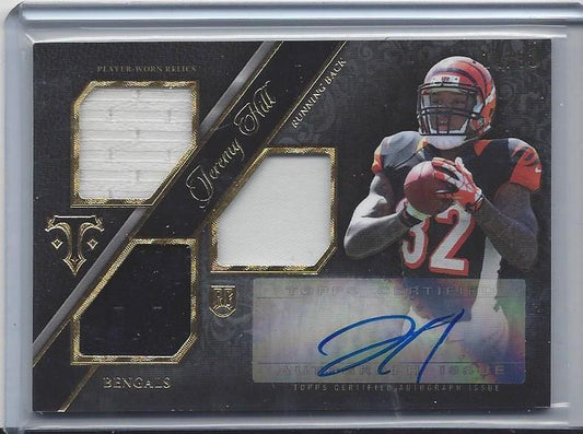 JEREMY HILL 2014 TOPPS TRIPLE THREADS BENGALS TRIPLE JERSEY AUTO RC #D 14/99