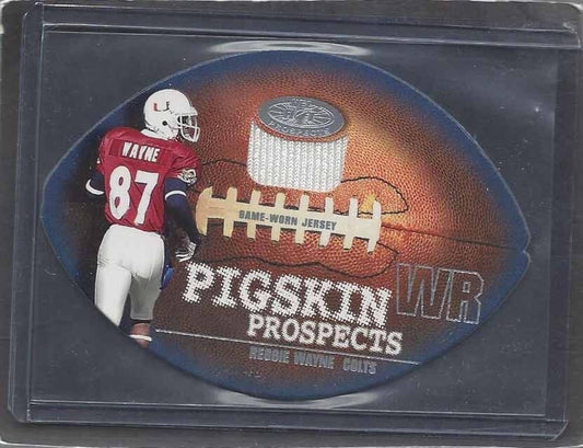 REGGIE WAYNE 2001 HOT PROSPECTS PIGSKIN PROSPECTS DIE CUT ROOKIE JERSEY RC