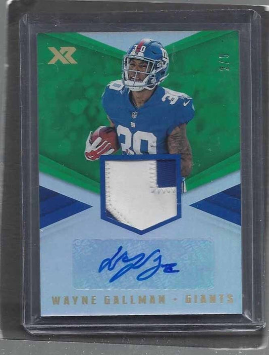 WAYNE GALLMAN 2017 PANINI XR GREEN RPA 2 COLOR GIANTS PATCH AUTO RC #D 2/5