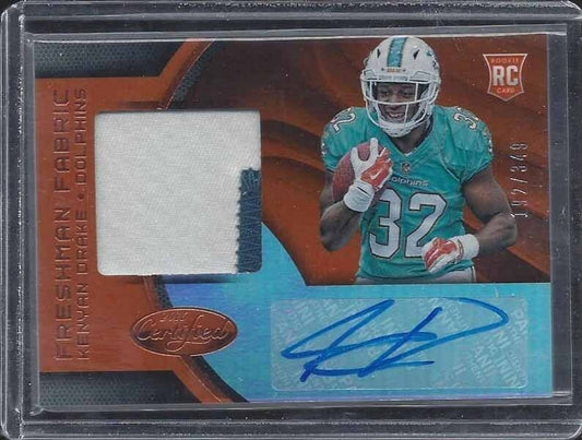 KENYAN DRAKE 2016 CERTIFIED FRESHMAN FABRIC ORANGE 2 COLOR PATCH AUTO RC #D /349