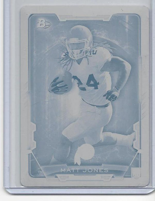 MATT JONES 2015 BOWMAN CYAN PRINTING PLATE REDSKINS ROOKIE RC TRUE #D 1/1