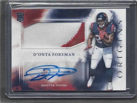 D'ONTA FOREMAN 2017 PANINI ORIGINS TEXANS 2 COLOR PATCH ROOKIE AUTO RC #112