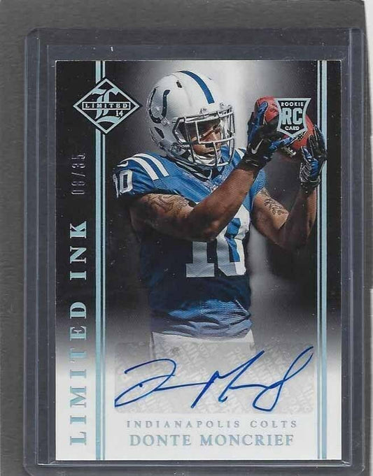 DONTE MONCRIEF 2014 LIMITED INK SILVER HOLOFOIL COLTS ROOKIE AUTO RC #D /35