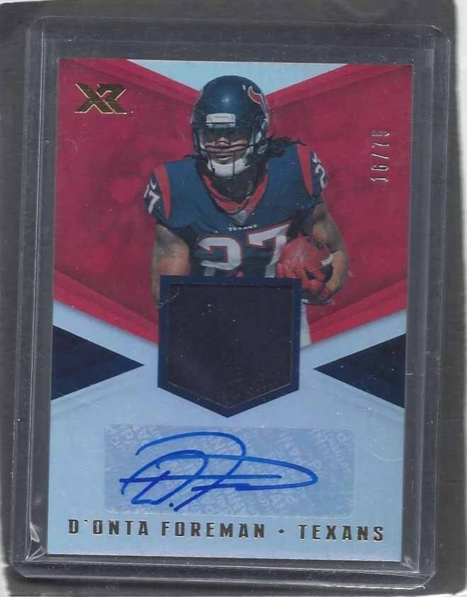 D'ONTA FOREMAN 2017 PANINI XR HOUSTON TEXANS RED JERSEY AUTO RC #D 16/75