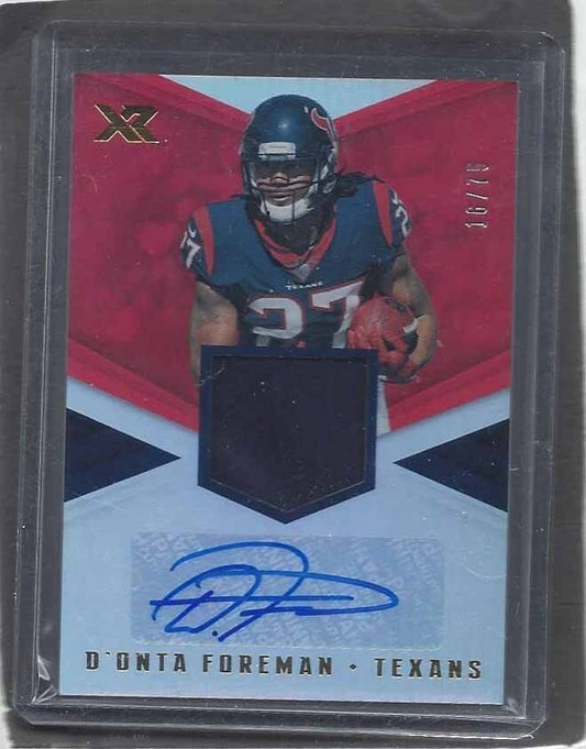 D'ONTA FOREMAN 2017 PANINI XR HOUSTON TEXANS RED JERSEY AUTO RC #D 16/75