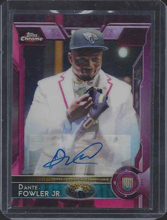 DANTE FOWLER JR. 2015 TOPPS CHROME PINK REFRACTOR ROOKIE AUTO RC #D 53/75