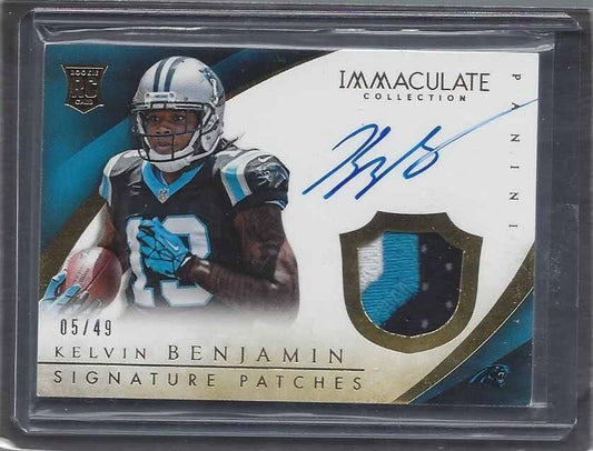 KELVIN BENJAMIN 2014 IMMACULATE GOLD RPA 3 COLOR PATCH ON CARD AUTO RC #D 5/49