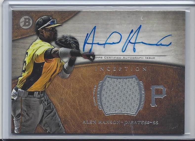 ALEN HANSON 2014 BOWMAN INCEPTION PIRATES PROSPECT JERSEY AUTO