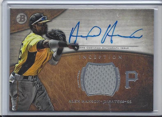 ALEN HANSON 2014 BOWMAN INCEPTION PIRATES PROSPECT JERSEY AUTO