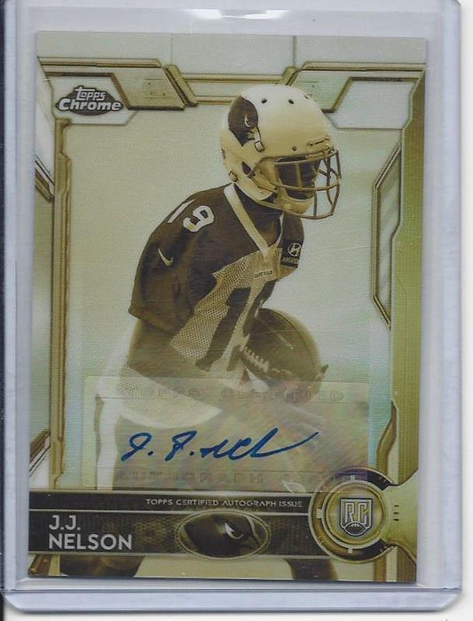 J.J. NELSON 2015 TOPPS CHROME GOLD SEPIA REFRACTOR CARDINALS AUTO RC #D 92/100