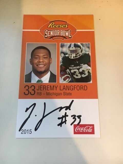 JEREMY LANGFORD 2015 REESE'S SENIOR BOWL 3X5 MICHIGAN STATE AUTOGRAPHED CARD QTY