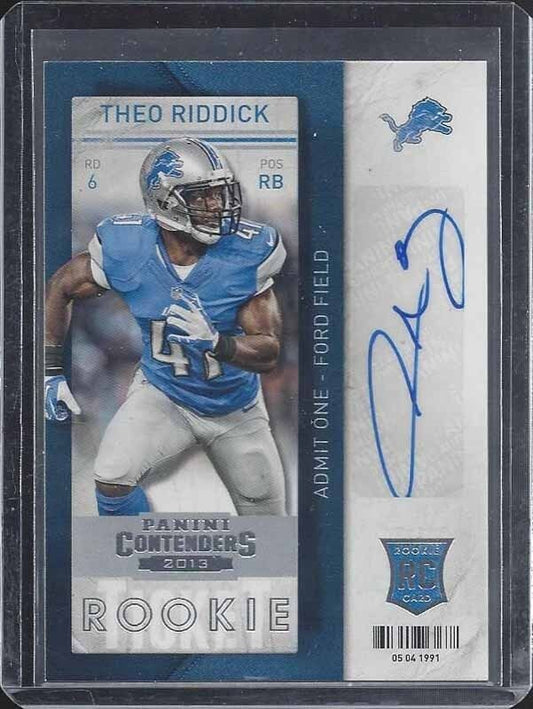 THEO RIDDICK 2013 CONTENDERS ROOKIE TICKET LIONS SP SHORT PRINT AUTO RC #186
