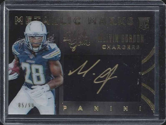 MELVIN GORDON 2015 BLACK GOLD METALLIC MARKS ON CARD GOLD INK AUTO RC #D /99