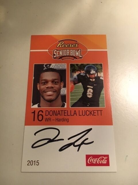 DONATELLA LUCKETT 2015 REESE'S SENIOR BOWL 3X5 HARDING AUTOGRAPHED CARD QTY