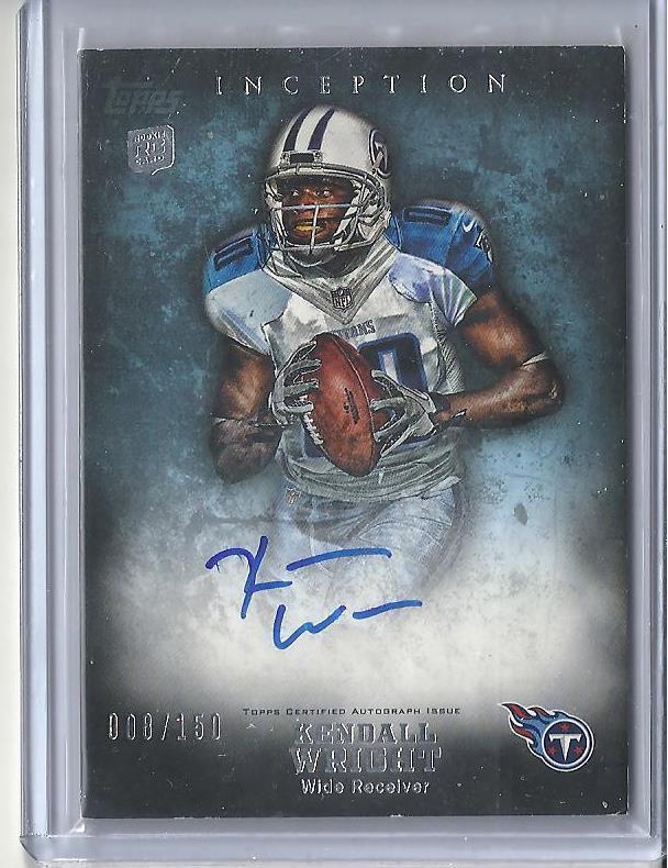KENDALL WRIGHT 2012 TOPPS INCEPTION BLUE TITANS ON CARD AUTO RC #D /150