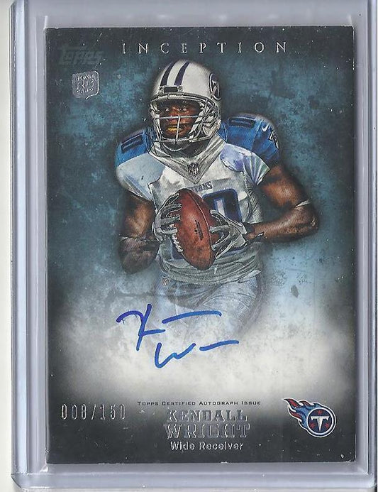 KENDALL WRIGHT 2012 TOPPS INCEPTION BLUE TITANS ON CARD AUTO RC #D /150