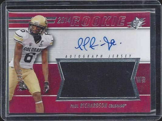PAUL RICHARDSON 2014 SPX SEAHAWKS COLORADO ROOKIE JERSEY AUTO RC #D /425