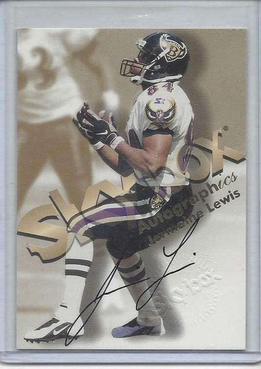 JERMAINE LEWIS 1998 SKYBOX AUTOGRAPHICS RAVENS ON CARD AUTO