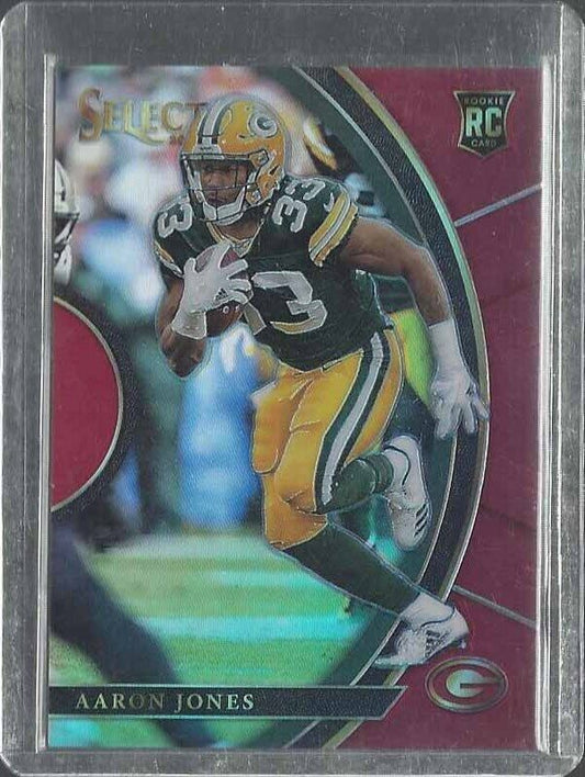 AARON JONES 2017 PANINI SELECT MAROON RED PRIZM PACKERS ROOKIE RC #D 77/99