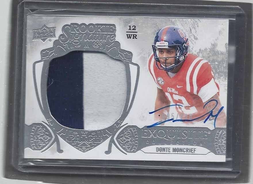 DONTE MONCRIEF 2014 UD EXQUISITE RPA COLTS OLE MISS 2 COLOR PATCH AUTO RC /110