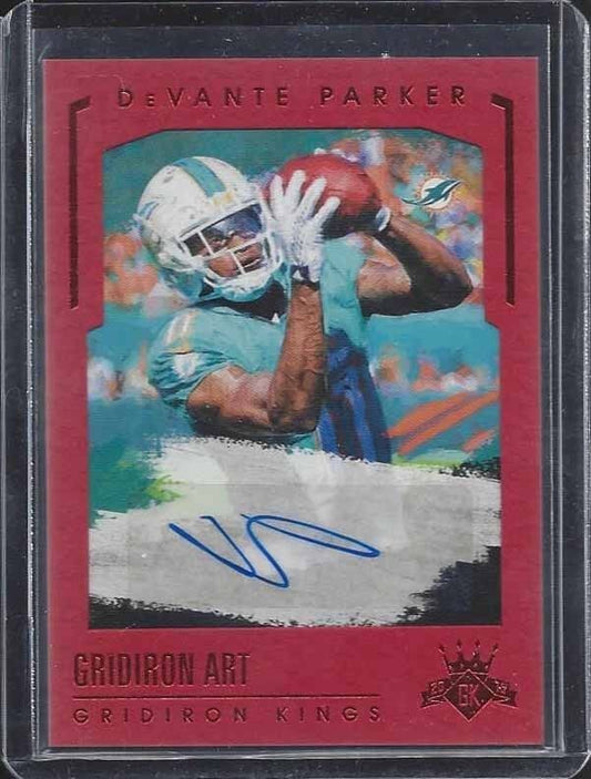 DEVANTE PARKER 2015 GRIDIRON KINGS ART RED FRAME DOLPHIN ROOKIE AUTO RC #D 12/25