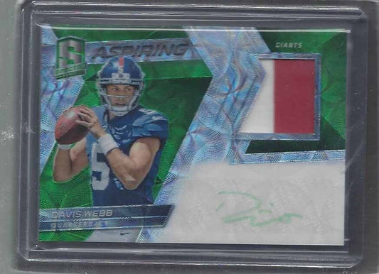 1/1 DAVIS WEBB 2017 SPECTRA ASPIRING NEON GREEN PRIZM  PATCH AUTO RC #D 5/5 JSY#