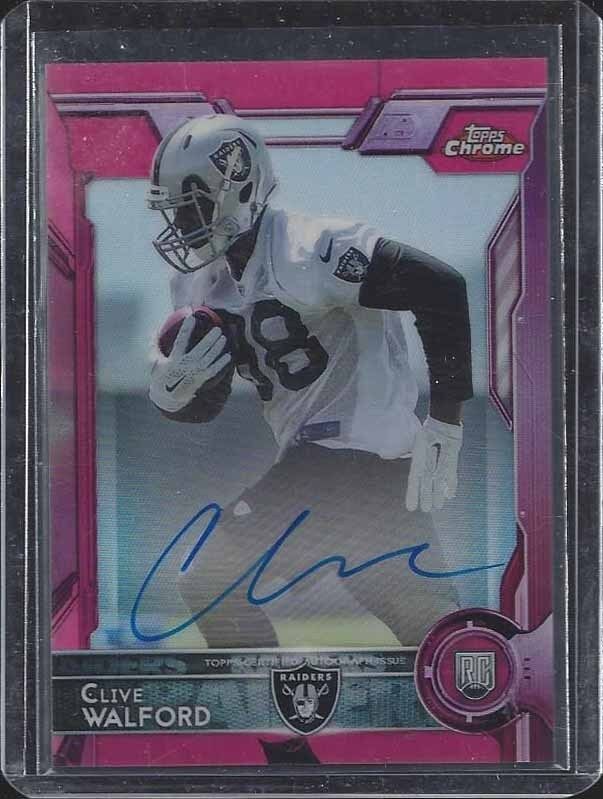 CLIVE WALFORD 2015 TOPPS CHROME PINK REFRACTOR RAIDERS ROOKIE AUTO RC #D 63/75