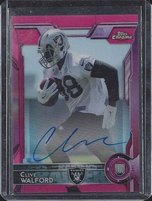 CLIVE WALFORD 2015 TOPPS CHROME PINK REFRACTOR RAIDERS ROOKIE AUTO RC #D 63/75