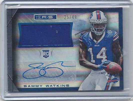 SAMMY WATKINS 2014 ROOKIES & STARS LONGEVITY BILLS JERSEY AUTO RC #D 25/49