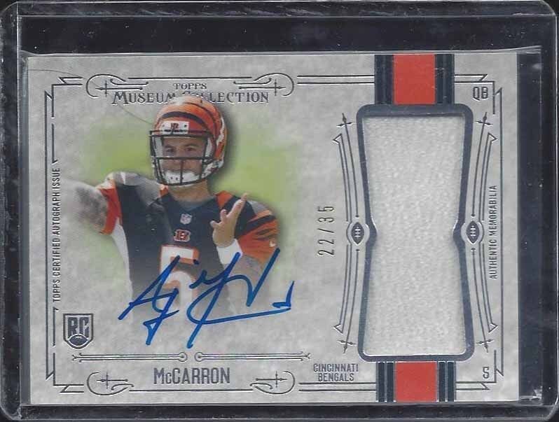A.J. MCCARRON 2014 TOPPS MUSEUM JUMBO PATCH ON CARD ROOKIE AUTO RC #D 22/35
