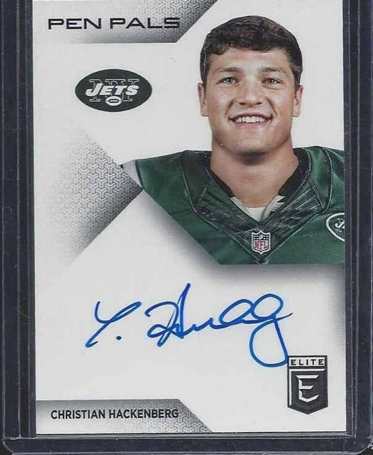 CHRISTIAN HACKENBERG 2016 ELITE PEN PALS JETS ON CARD ROOKIE AUTO RC