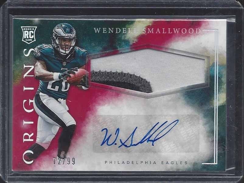 WENDELL SMALLWOOD 2016 PANINI ORIGINS RED RPA 3 COLOR ROOKIE PATCH AUTO RC /99