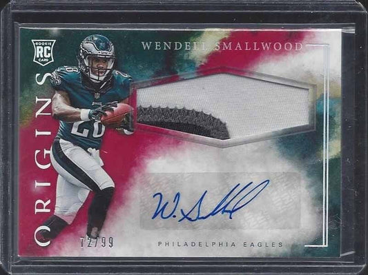 WENDELL SMALLWOOD 2016 PANINI ORIGINS RED RPA 3 COLOR ROOKIE PATCH AUTO RC /99