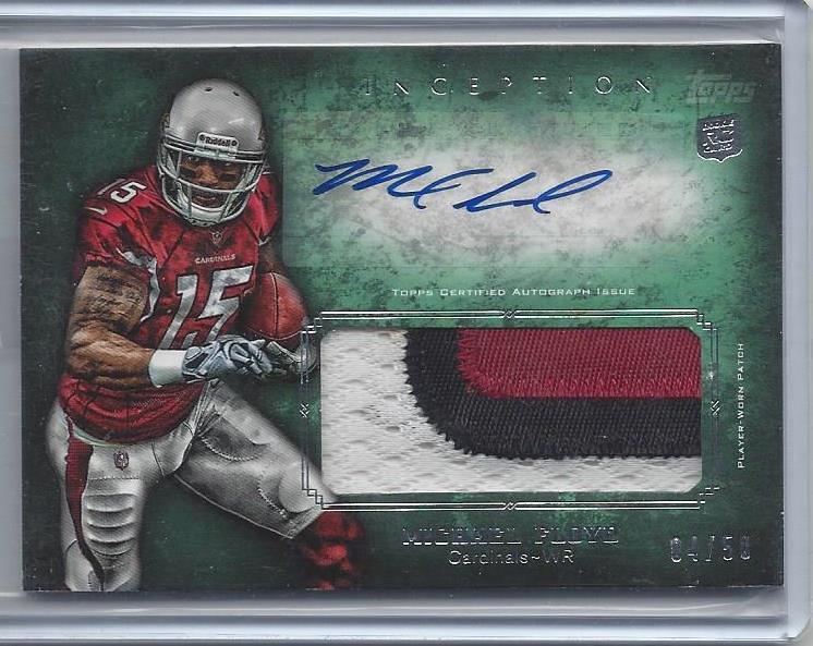 MICHAEL FLOYD 2012 TOPPS INCEPTION GREEN RPA 3 COLOR PATCH AUTO RC #D 4/50