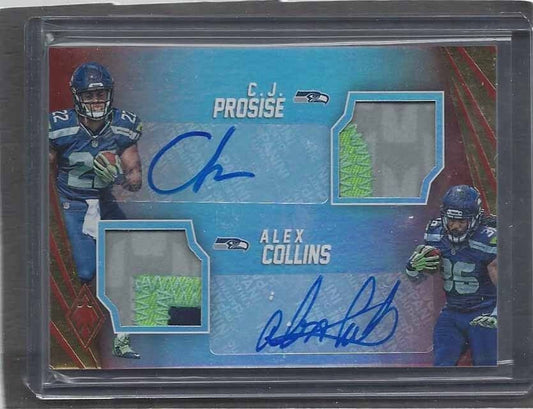 C.J. PROSISE ALEX COLLINS 2016 PHOENIX SEAHAWKS DUAL PATCH AUTO RC #D 7/20