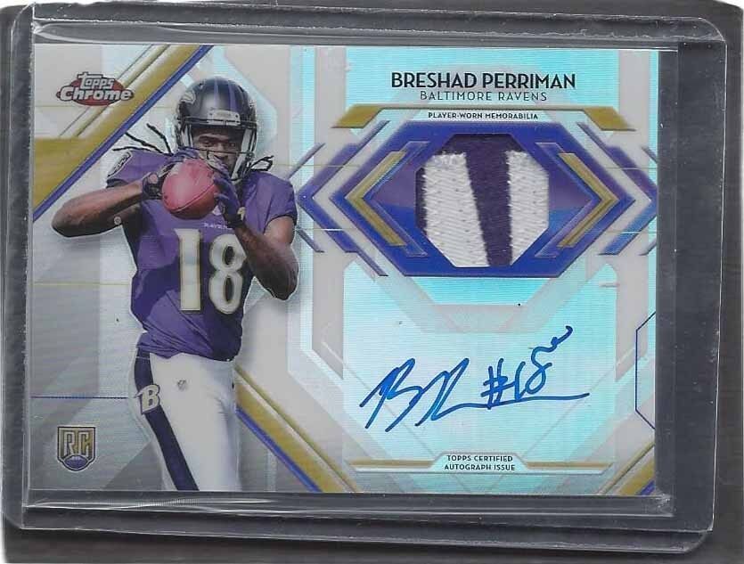 BRESHAD PERRIMAN 2015 TOPPS CHROME RPA REFRACTOR ROOKIE PATCH AUTO RC #D /50