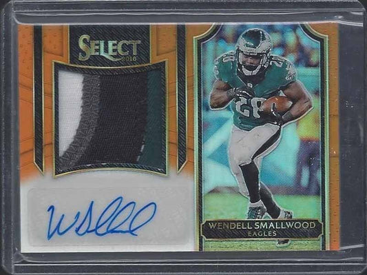 WENDELL SMALLWOOD 2016 SELECT ORANGE RPA PRIZM 4 COLOR PATCH AUTO RC #D 25/49