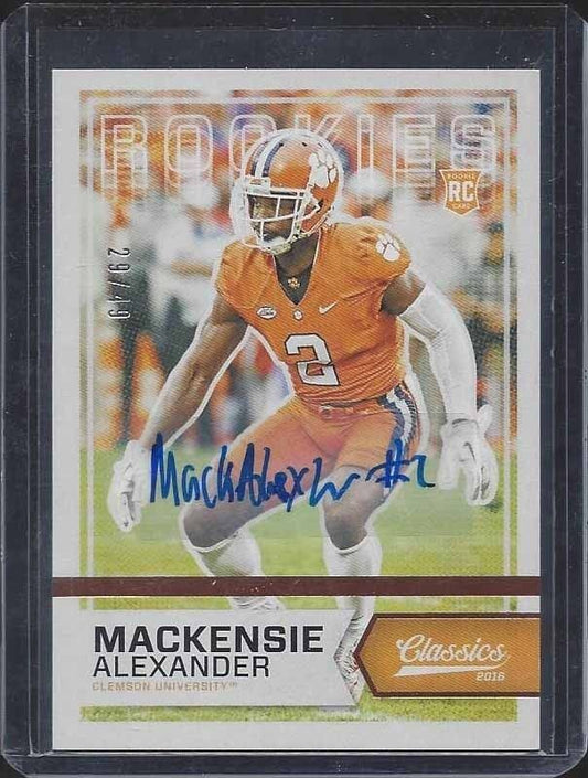 MACKENSIE ALEXANDER 2016 CLASSICS BRONZE VIKINGS CLEMSON ROOKIE AUTO RC #D 29/49