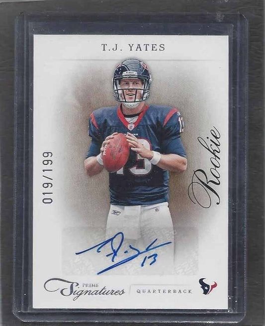 T.J. YATES 2011 PANINI PRIME SIGNATURES TEXANS ROOKIE AUTO RC #D 19/199