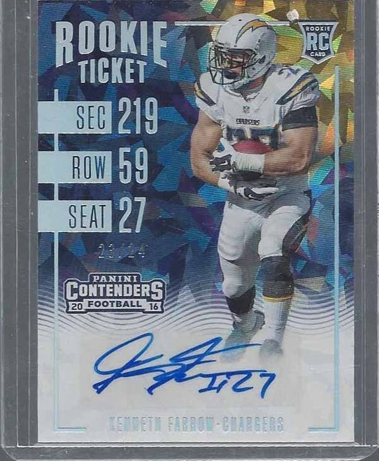 KENNETH FARROW 2016 PANINI CONTENDERS CHARGERS CRACKED ICE ROOKIE AUTO RC #D /24
