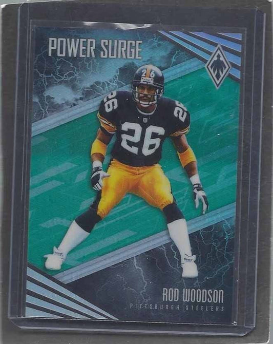 ROD WOODSON 2017 PANINI PHOENIX POWER SURGE TEAL GREEN STEELERS PRIZM #D 10/10