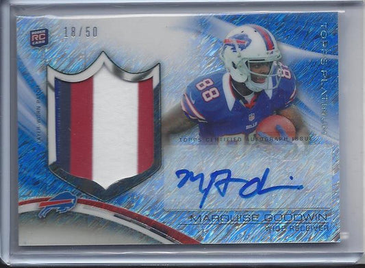 MARQUISE GOODWIN 2013 TOPPS PLATINUM FROST 3 COLOR RPA PATCH AUTO RC #D 18/50
