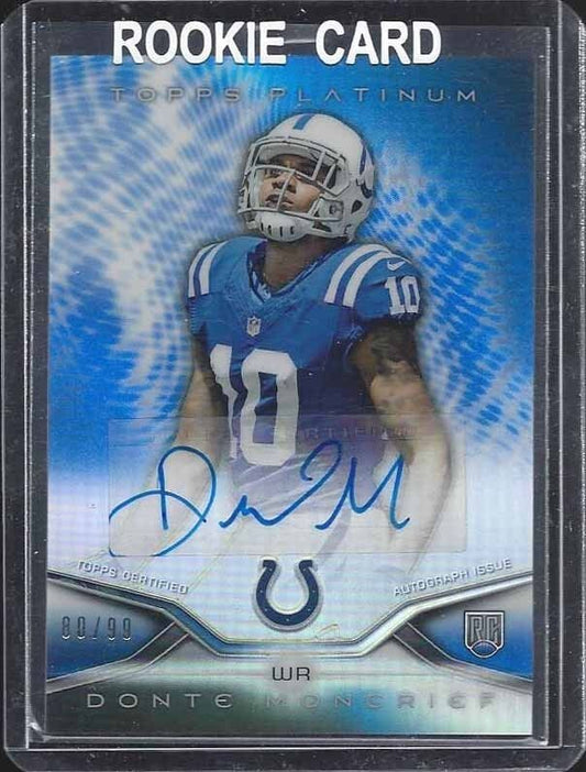 DONTE MONCRIEF 2014 TOPPS PLATINUM BLUE REFRACTOR ROOKIE AUTO RC #D 80/99