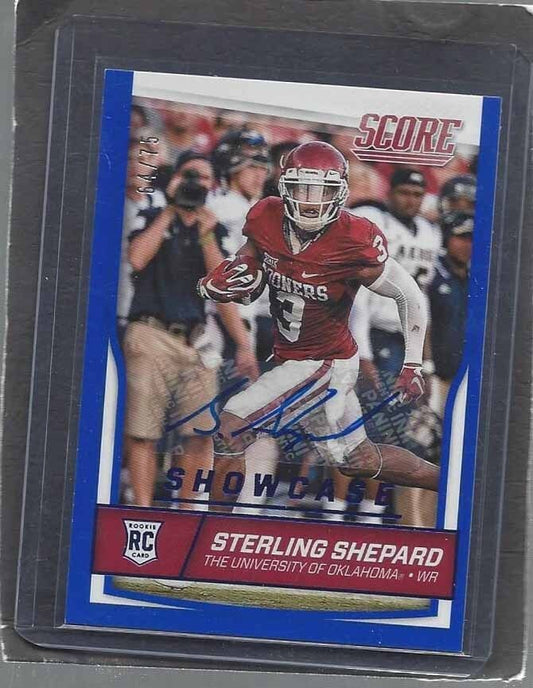 STERLING SHEPARD 2016 SCORE SHOWCASE BLUE OKLAHOMA SOONERS AUTO RC #D 64/75