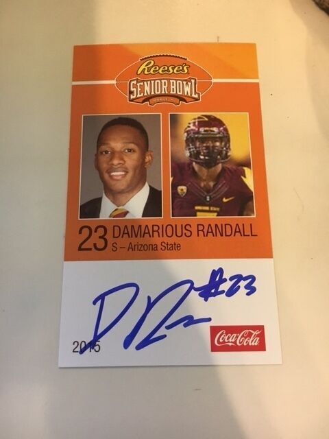 DAMARIOUS RANDALL 2015 REESE'S SENIOR BOWL 3X5 ARIZONA ST AUTOGRAPHED CARD QTY