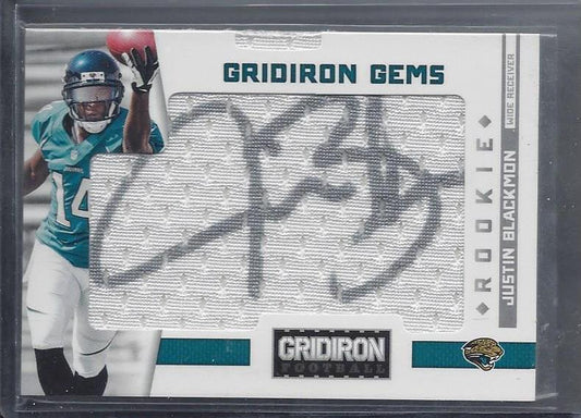 JUSTIN BLACKMON 2012 GRIDIRON GEAR GEMS PULLOUT JERSEY AUTO RC #D 188/199
