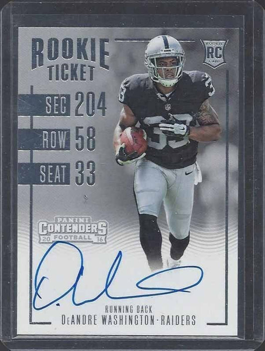 DEANDRE WASHINGTON 2016 PANINI CONTENDERS RAIDERS ROOKIE TICKET TRUE RC AUTO SP
